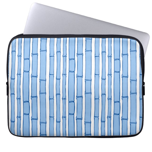 Bambooey Bambu-ränder i Blått Porslin Laptop Fodral (Framsidan)