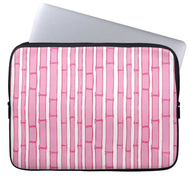 Bambooey Bambu-ränder i rosa Laptop Fodral (Framsidan)