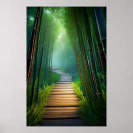 Bamboopassage, ett stenande trä Väg Poster