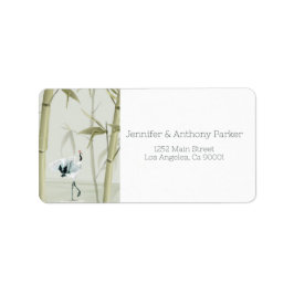 Bamboväxter och exotiska kranar adressetikett