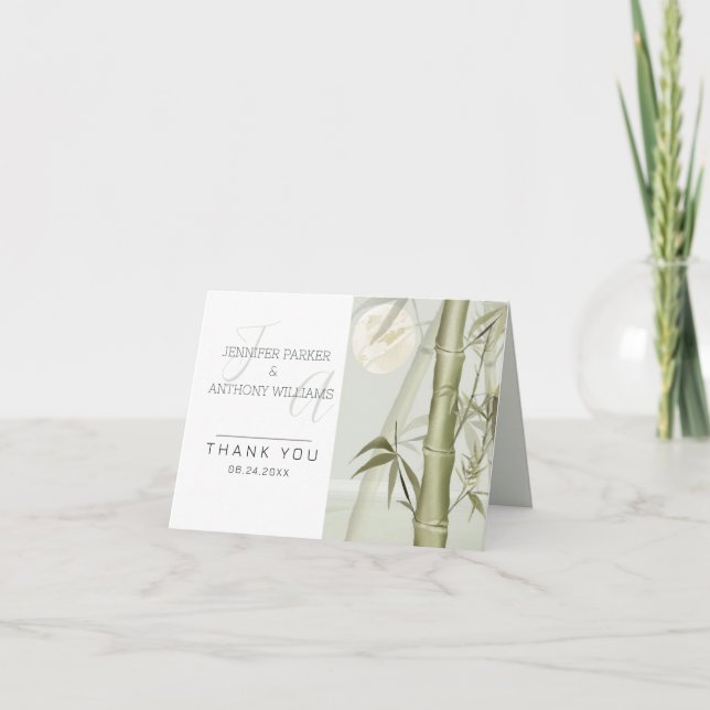 Bamboväxter och kranbelysning tack kort (Framsida)