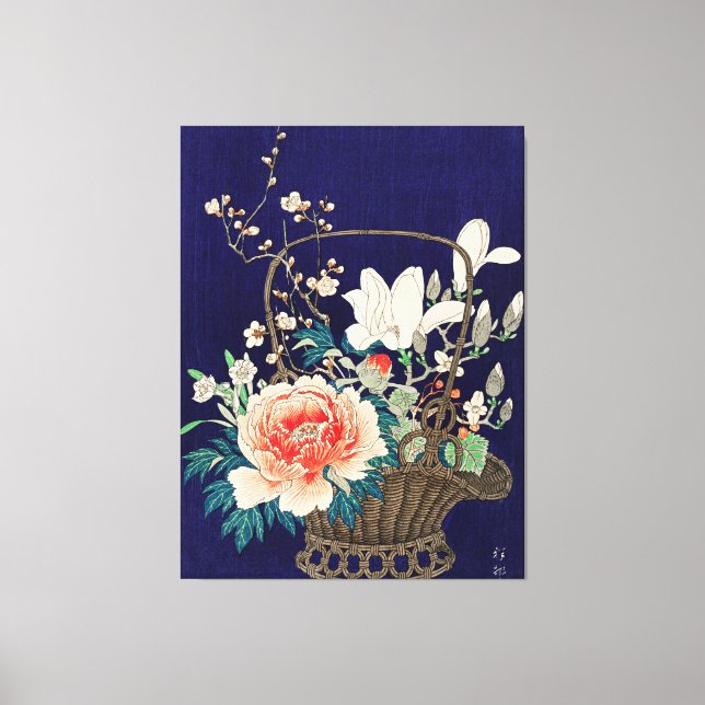 Bambu blomsterkorg av Ohara Koson   Canvastryck (Framsida)