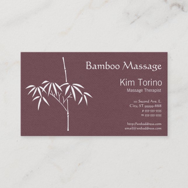 Bambu för massageterapeutjapan visitkort (Framsida)