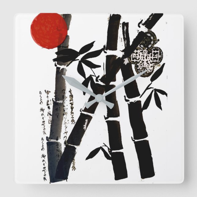 Bambu Fyrkantig Klocka (Framsida)