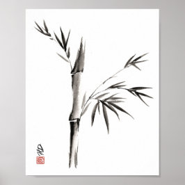 Bambu i stillhet kinesisk penselkonst poster
