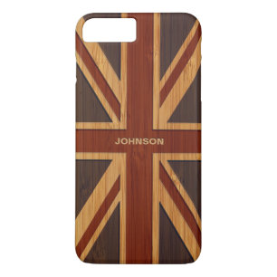 Bambu Look & Graverad Vintage Storbritannien Flagg
