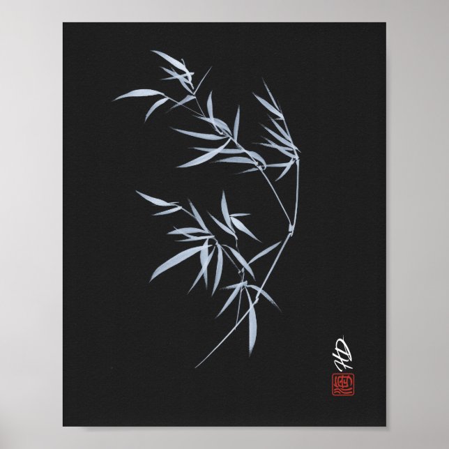 Bambu Måncirkel Akvarellkonst Poster (Framsidan)