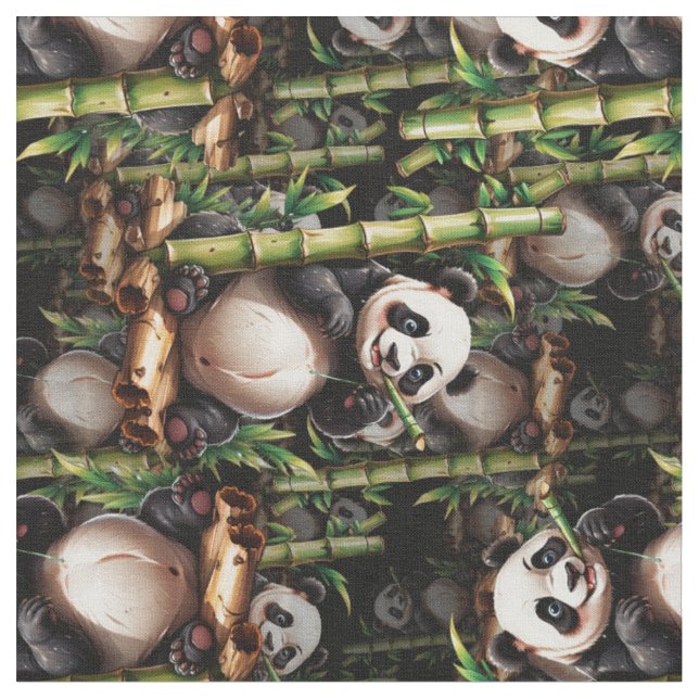 Bambu Panda Mönsterdesign  Tyg (Närbild)