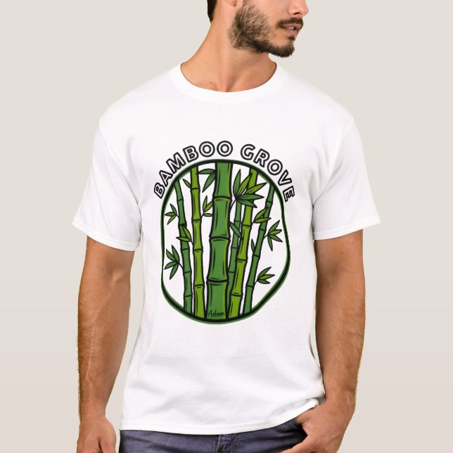 Bambu skog botanisk grön konst t shirt (Framsida)