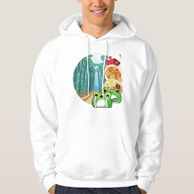 Bambu-skogsäventyr med katt och groda hoodie (Framsida)