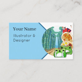 Bambu-skogsäventyr med katt och groda visitkort
