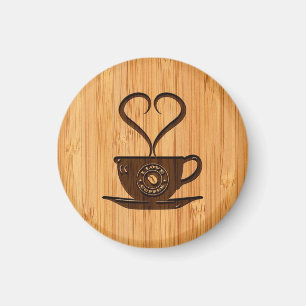 Bambulooken & inristat gulligt älskar jag kaffe magnet