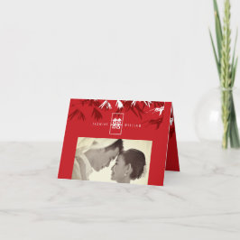 Bambulöv dubblerar kinesiskt bröllop för lycka inbjudan