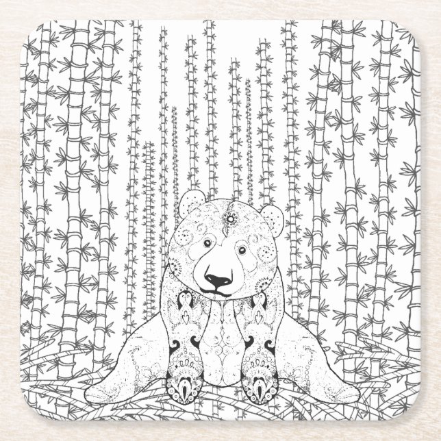 BambuPandaklotter Underlägg Papper Kvadrat (Framsidan)