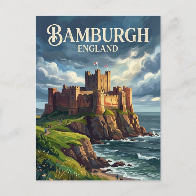 Bamburgh Castle England Vykort (Framsida)