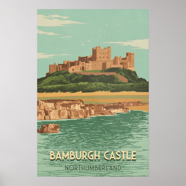Bamburgh Castle Northumberland Resemålning affisch (Framsidan)