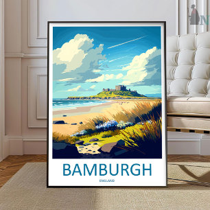 Bamburgh Castle Resa Print Väggt Konst Bamburgh Ca Poster