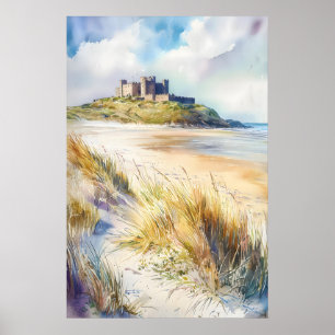 Bamburgh Watercolor 1 Poster