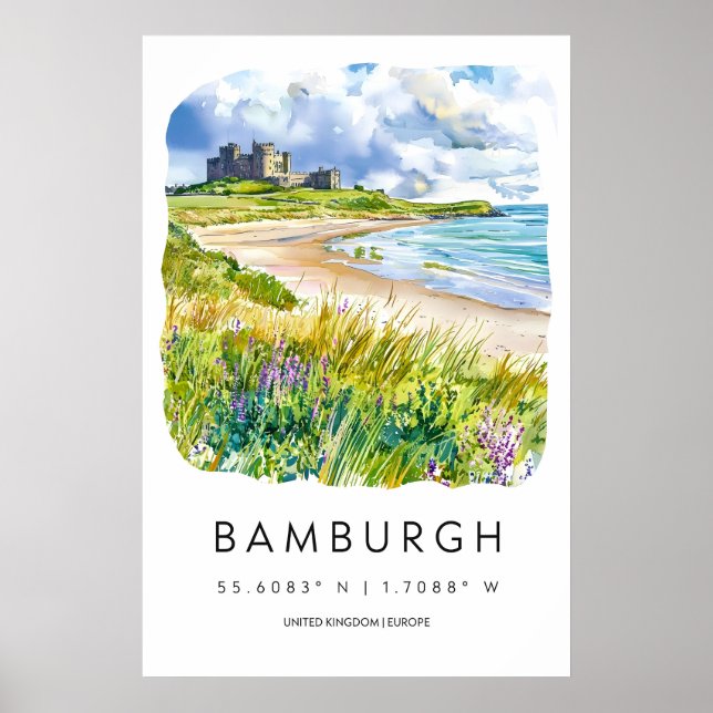 Bamburgh Watercolor 2 Poster (Framsidan)