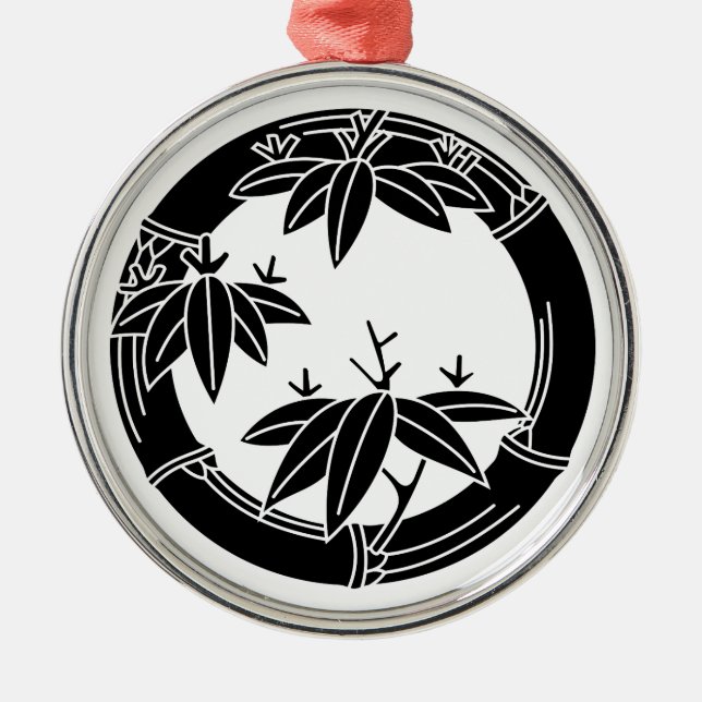 Bamburing med bambublad julgransprydnad metall (Framsidan)