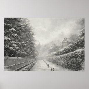 Bambuväg i snö – Yang   Japansk Zen-väggkonst Poster