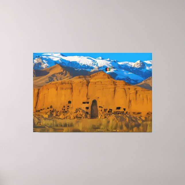 Bamyan, Afghanistan - Buddha-klippdalen Canvastryck (Framsida)
