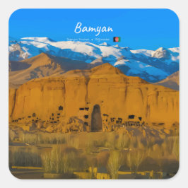 Bamyan, Afghanistan - Buddha-klippdalen Fyrkantigt Klistermärke