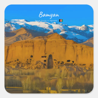 Bamyan, Afghanistan - Buddha-klippdalen Fyrkantigt Klistermärke
