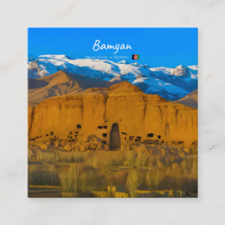 Bamyan, Afghanistan - Buddha-klippdalen Fyrkantigt Visitkort
