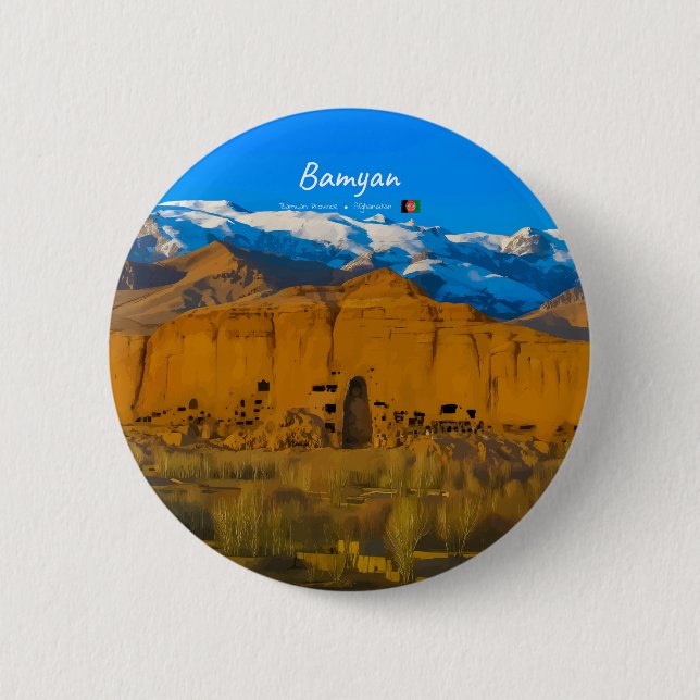 Bamyan, Afghanistan - Buddha-klippdalen Knapp (Framsida)
