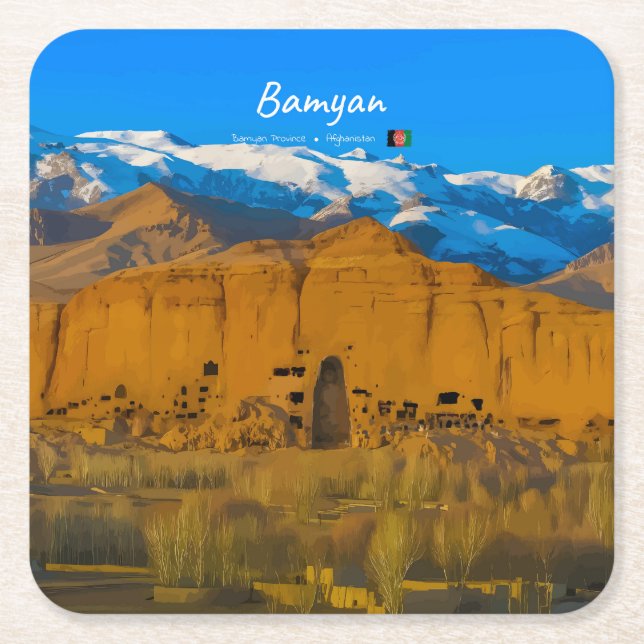Bamyan, Afghanistan - Buddha-klippdalen Underlägg Papper Kvadrat (Framsidan)