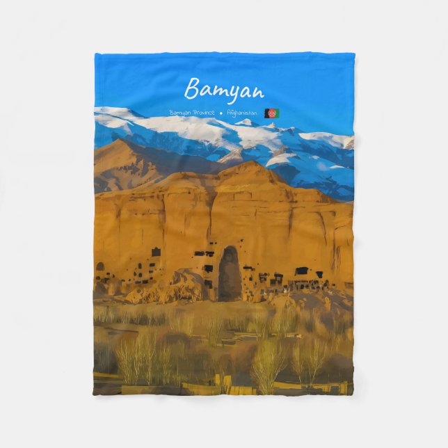 Bamyan, Afghanistan - Buddhas klippdal Fleecefilt (Framsidan)