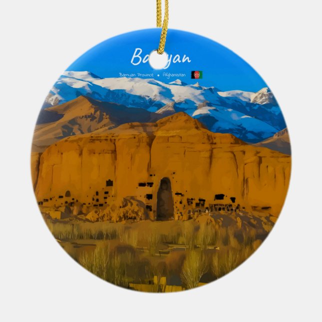 Bamyan, Afghanistan - Buddhas klippdal Julgransprydnad Keramik (Framsidan)