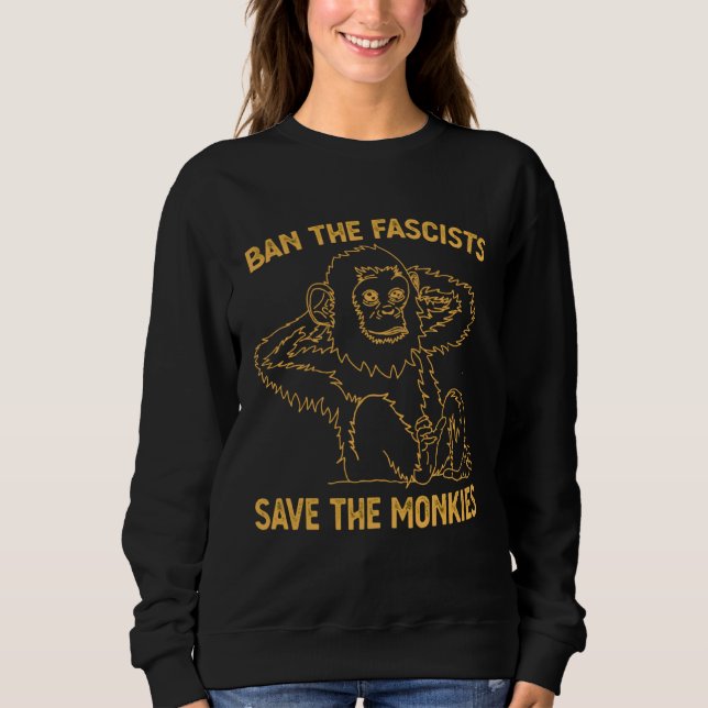 Ban The Fascists Save The Monkies  Girl Cute T Shirt (Framsida)
