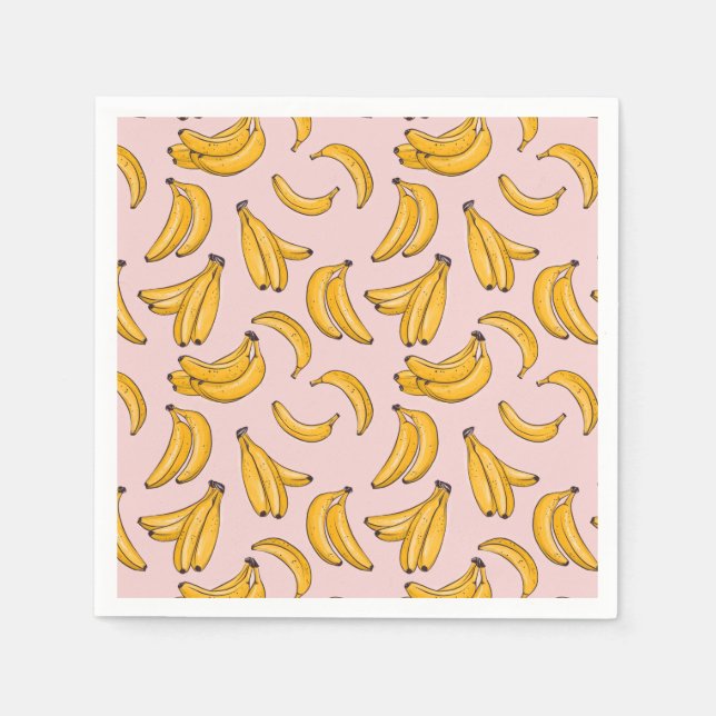 Banan frukt sommar gul rosa pappersservett (Framsidan)