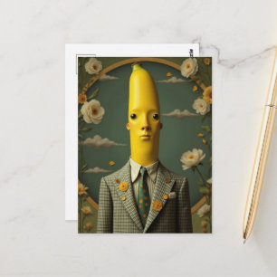 Banan i en rutig kostym vykort
