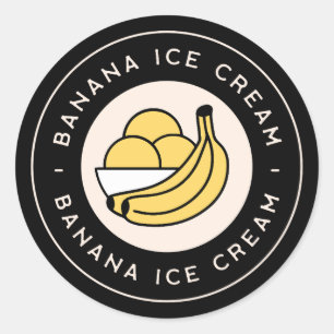 Banan iskreamssmak runt klistermärke