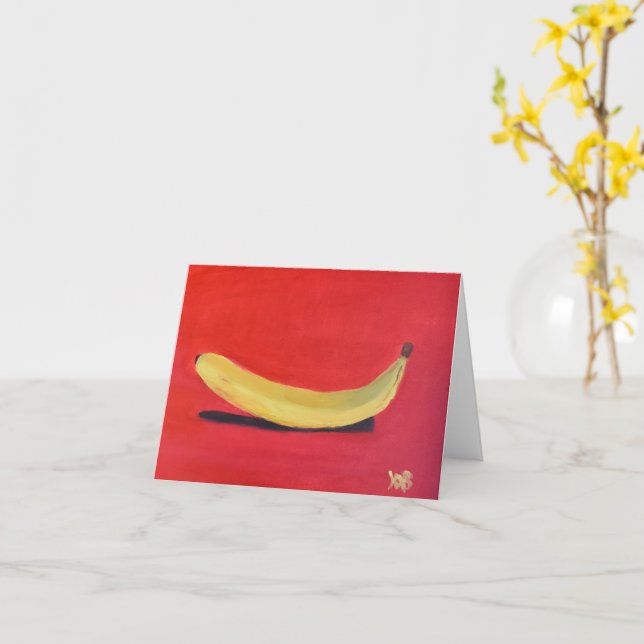 Banan med röd bakgrund kort (Gul blomma)