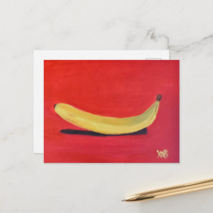 Banan med röd bakgrund vykort
