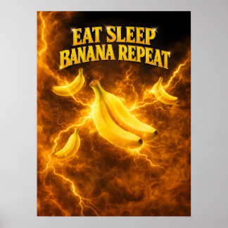Banan Neon Energi Popstil Poster