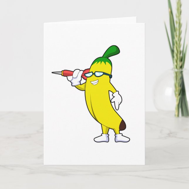 Banan på dart med pil kort (Framsida)