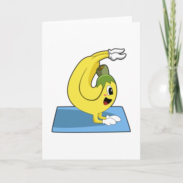 Banan på yoga på yogamatta kort (Framsida)