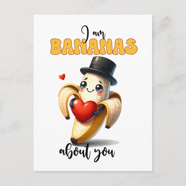 banan Punny Funny Valentine Vykort (Framsida)