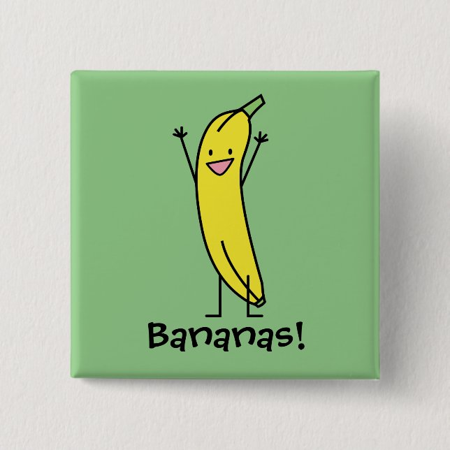 Banan som är lycklig som firar och glädjande knapp (Framsida)