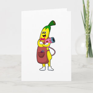 Banan som frisör med hårtork kort