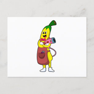 Banan som frisör med hårtork vykort