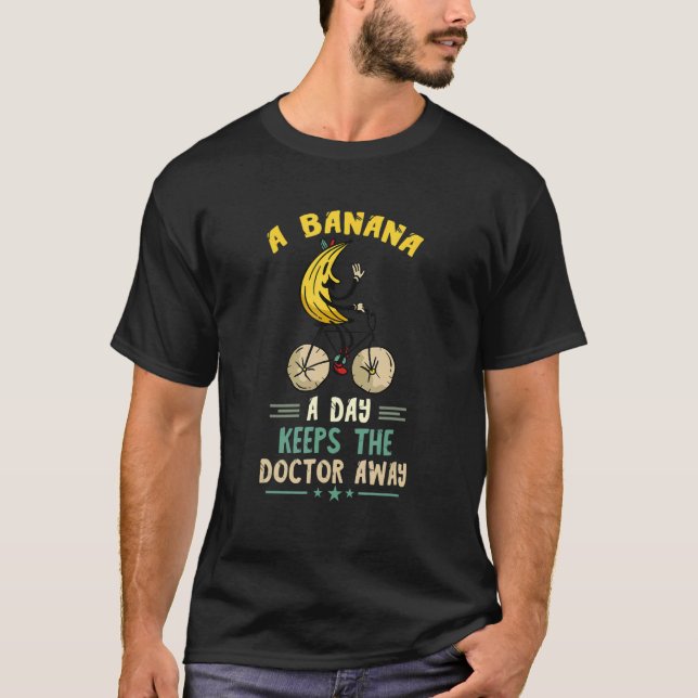 Banana A Day Bike Cycling Banana Vegetarians Vegan T Shirt (Framsida)