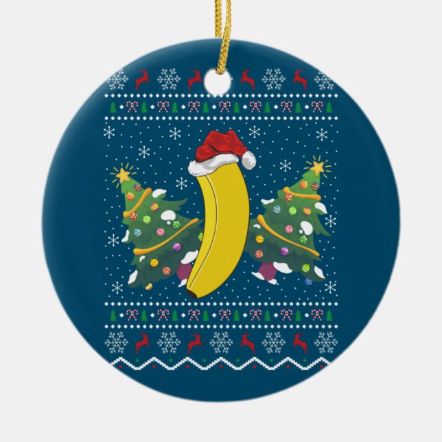 Banana Älskare Julafton Gift Ugly Banana jul Julgransprydnad Keramik (Framsidan)