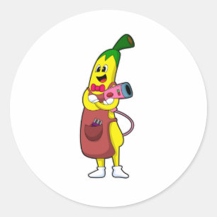 Banana as Hairdresser med hårtorktumlare Runt Klistermärke