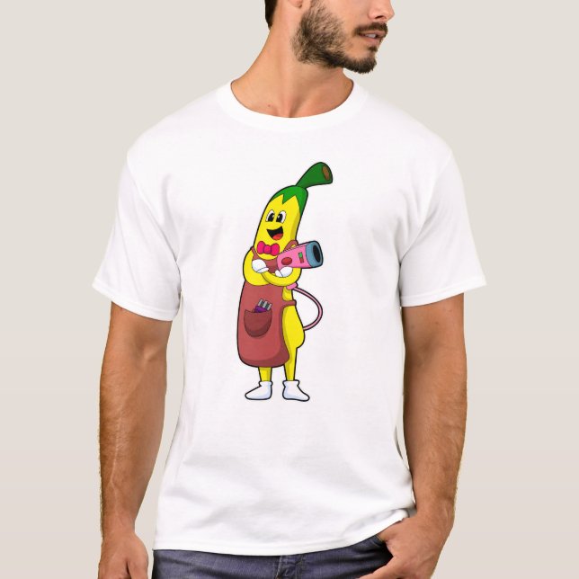 Banana as Hairdresser med hårtorktumlare T Shirt (Framsida)